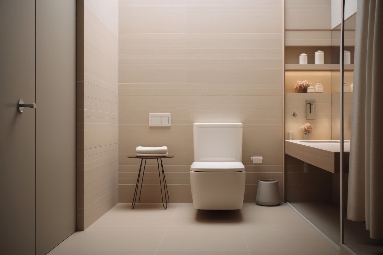 Inodoros con salida horizontal en baño de diseño moderno